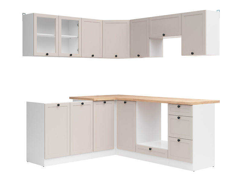 Komplet kuchenny narożny Junona Line 180x200 biały/uni kaszmir z blatem 866432