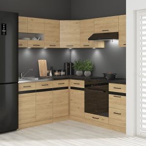 Komplet kuchenny narożny Junona Line 180×200 dąb bernstein bez blatu 490471 Komplet kuchenny narożny Junona Line 180×200 dąb bernstein bez blatu 490471