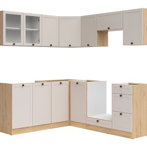 Komplet kuchenny narożny Junona Line 180×200 dąb bernstein/uni kaszmir bez blatu 866431 Komplet kuchenny narożny Junona Line 180×200 dąb bernstein/uni kaszmir bez blatu 866431