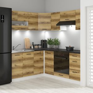 Komplet kuchenny narożny Junona Line 180×200 dąb delano jasny bez blatu 490465 Komplet kuchenny narożny Junona Line 180×200 dąb delano jasny bez blatu 490465