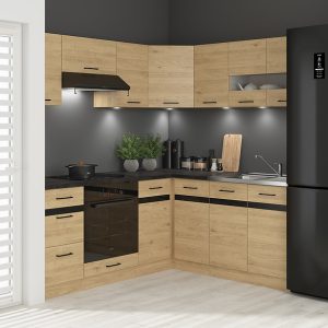 Komplet kuchenny narożny Junona Line 200×180 lewy dąb bernstein z blatem 490484 Komplet kuchenny narożny Junona Line 200×180 lewy dąb bernstein z blatem 490484