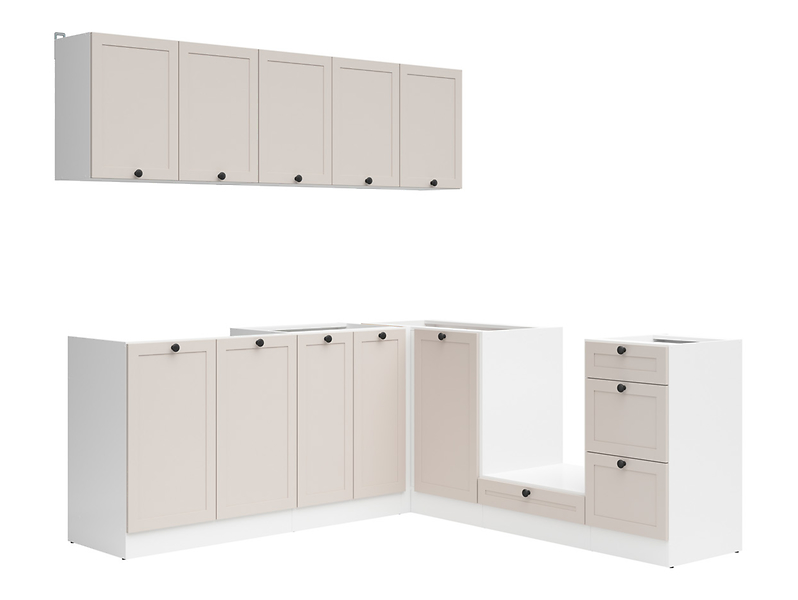 Komplet kuchenny narożny Junona Line 200x200 biały/uni kaszmir bez blatu 866422