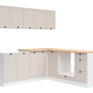 Komplet kuchenny narożny Junona Line 200×200 biały/uni kaszmir z blatem 866424 Komplet kuchenny narożny Junona Line 200×200 biały/uni kaszmir z blatem 866424