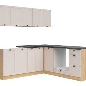 Komplet kuchenny narożny Junona Line 200×200 dąb bernstein/uni kaszmir z blatem 866425 Komplet kuchenny narożny Junona Line 200×200 dąb bernstein/uni kaszmir z blatem 866425