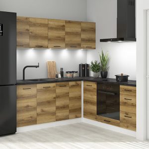 Komplet kuchenny narożny Junona Line 200×200 dąb delano jasny bez blatu 432963 Komplet kuchenny narożny Junona Line 200×200 dąb delano jasny bez blatu 432963