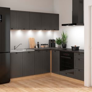 Komplet kuchenny narożny Junona Line 200×200 grafitowy z blatem 470538 Komplet kuchenny narożny Junona Line 200×200 grafitowy z blatem 470538