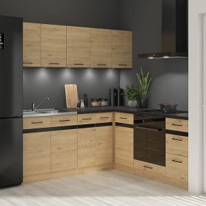 Komplet kuchenny narożny Junona Line 200×200 lewy dąb bernstein z blatem 433295 Komplet kuchenny narożny Junona Line 200×200 lewy dąb bernstein z blatem 433295