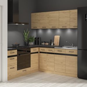 Komplet kuchenny narożny Junona Line 200×200 prawy dąb bernstein z blatem 470425 Komplet kuchenny narożny Junona Line 200×200 prawy dąb bernstein z blatem 470425