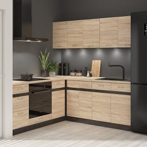 Komplet kuchenny narożny Junona Line 200×200 prawy dąb sonoma bez blatu 470424 Komplet kuchenny narożny Junona Line 200×200 prawy dąb sonoma bez blatu 470424