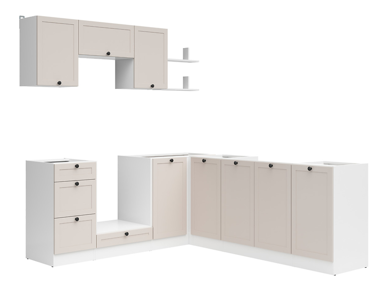 Komplet kuchenny narożny Junona Line 200x220 biały/uni kaszmir bez blatu 866434