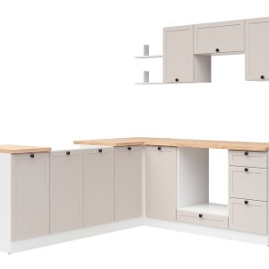 Komplet kuchenny narożny Junona Line 200×220 biały/uni kaszmir z blatem 866436 Komplet kuchenny narożny Junona Line 200×220 biały/uni kaszmir z blatem 866436