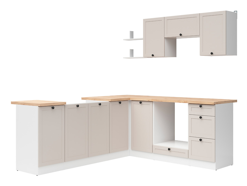 Komplet kuchenny narożny Junona Line 200x220 biały/uni kaszmir z blatem 866436