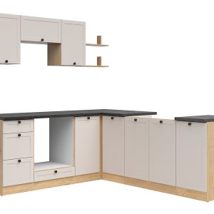 Komplet kuchenny narożny Junona Line 200×220 dąb bernstein/uni kaszmir z blatem 866437 Komplet kuchenny narożny Junona Line 200×220 dąb bernstein/uni kaszmir z blatem 866437