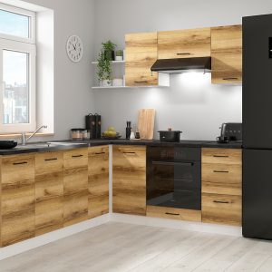 Komplet kuchenny narożny Junona Line 200×220 dąb delano jasny bez blatu 498997 Komplet kuchenny narożny Junona Line 200×220 dąb delano jasny bez blatu 498997