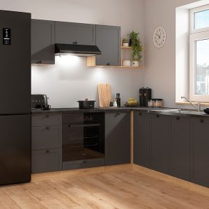 Komplet kuchenny narożny Junona Line 200×220 grafitowy z blatem 499011 Komplet kuchenny narożny Junona Line 200×220 grafitowy z blatem 499011