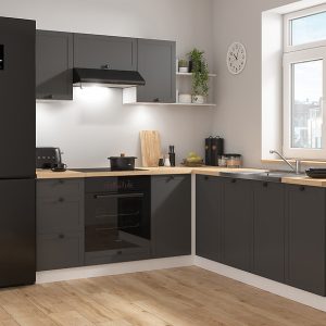 Komplet kuchenny narożny Junona Line 200×220 grafitowy z blatem 499007 Komplet kuchenny narożny Junona Line 200×220 grafitowy z blatem 499007