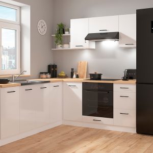 Komplet kuchenny narożny Junona Line 200×220 kredowy połysk bez blatu 499000 Komplet kuchenny narożny Junona Line 200×220 kredowy połysk bez blatu 499000