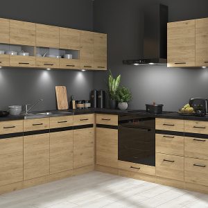 Komplet kuchenny narożny Junona Line 220×240 lewy dąb bernstein z blatem 470429 Komplet kuchenny narożny Junona Line 220×240 lewy dąb bernstein z blatem 470429