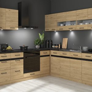 Komplet kuchenny narożny Junona Line 220×240 prawy dąb bernstein bez blatu 433980 Komplet kuchenny narożny Junona Line 220×240 prawy dąb bernstein bez blatu 433980