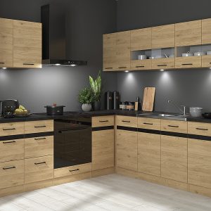 Komplet kuchenny narożny Junona Line 220×240 prawy dąb bernstein z blatem 433987 Komplet kuchenny narożny Junona Line 220×240 prawy dąb bernstein z blatem 433987