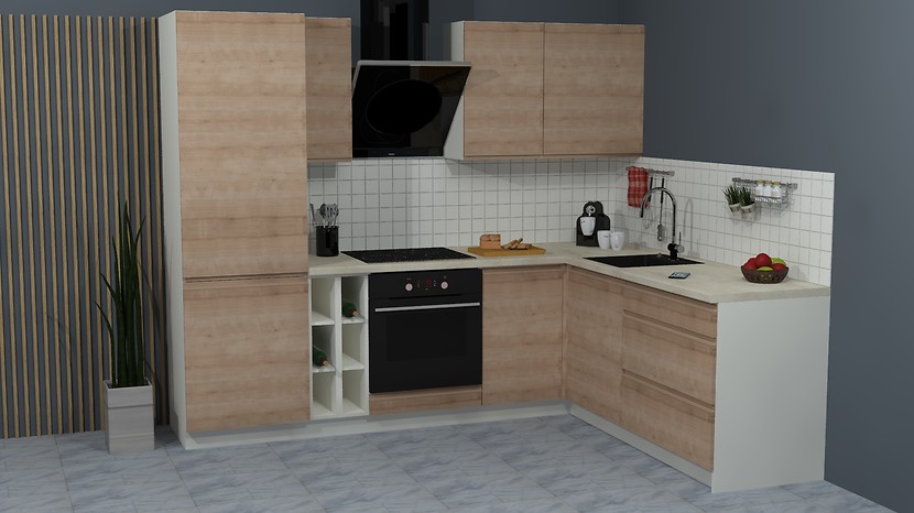 Komplet kuchenny narożny Sole 255x200 cm dąb arlington 432206
