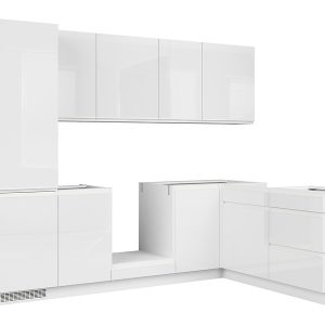 Komplet kuchenny narożny Sole 270×180 cm biały połysk 37542 Komplet kuchenny narożny Sole 270×180 cm biały połysk 37542