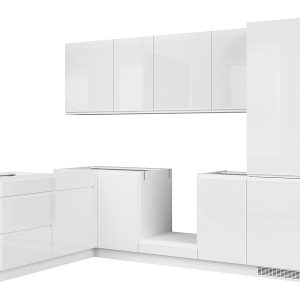 Komplet kuchenny narożny Sole 270×180 cm biały połysk 37539 Komplet kuchenny narożny Sole 270×180 cm biały połysk 37539