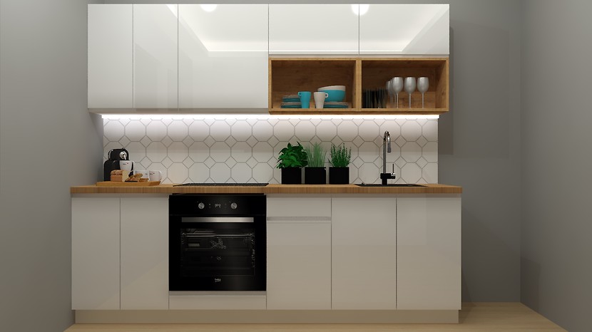 Komplet kuchenny Sole 240 cm bez blatu biały połysk 390733