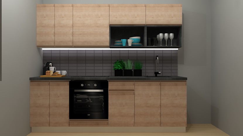 Komplet kuchenny Sole 240 cm bez blatu dąb arlington 390734