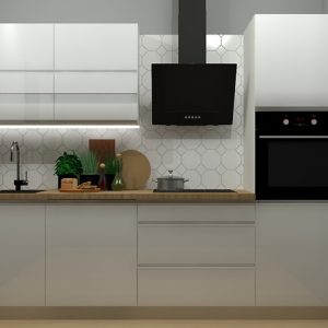 Komplet kuchenny Sole 260 cm bez blatu biały połysk 432889 Komplet kuchenny Sole 260 cm bez blatu biały połysk 432889