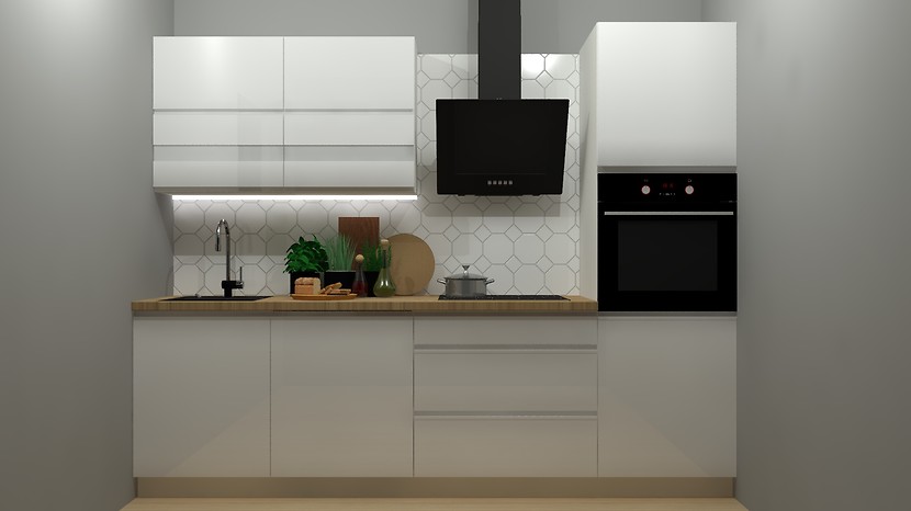 Komplet kuchenny Sole 260 cm bez blatu biały połysk 432889