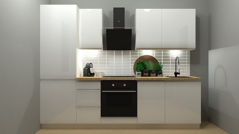 Komplet kuchenny Sole 265 cm bez blatu biały połysk 264894