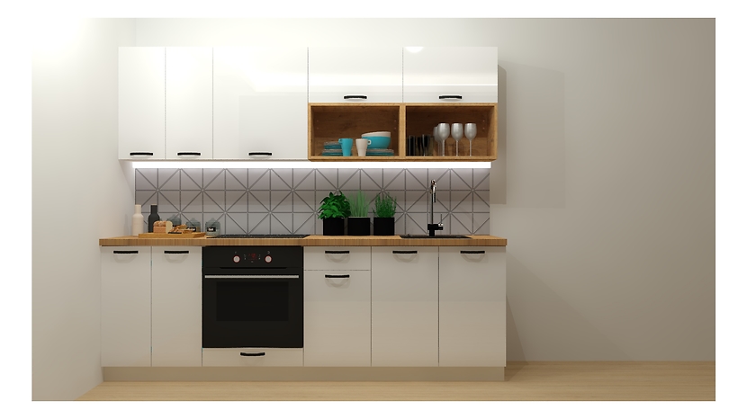 Komplet kuchenny Top Line 240 cm biały połysk bez blatu i uchwytów 390657