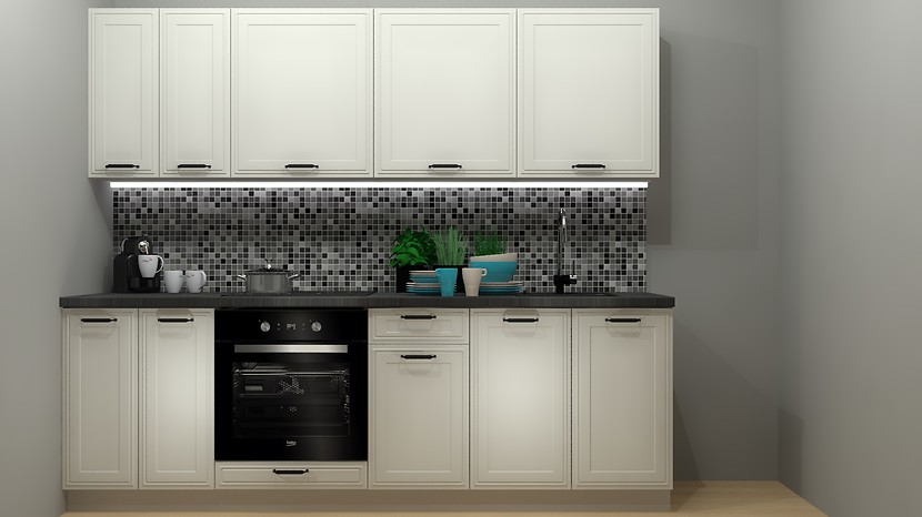 Komplet kuchenny Verdi 240 cm bez blatu i uchwytów jasny szary mat 390739