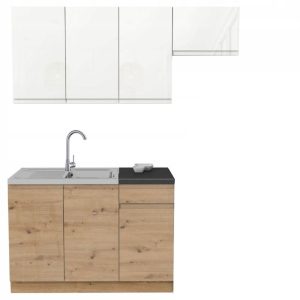 Komplet kuchenny zestaw mebli do kuchni kuchnia modern biały połysk dąb 708020 Komplet kuchenny zestaw mebli do kuchni kuchnia modern biały połysk dąb 708020