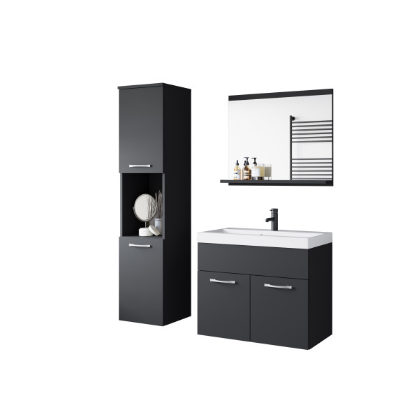 Komplet mebli łazienkowych w kolorze czarnym - MONTANA 716654