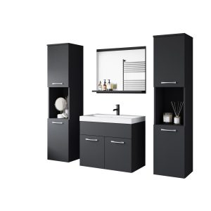 Komplet mebli łazienkowych w kolorze czarnym – MONTANA XL 716657 Komplet mebli łazienkowych w kolorze czarnym – MONTANA XL 716657