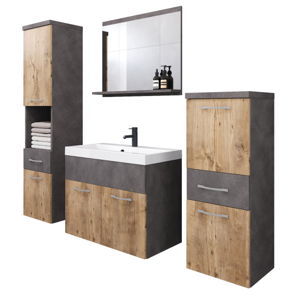 Komplet mebli łazienkowych w kolorze matera / kasztan wrocławski - ALBECK 716659