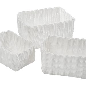 Komplet plastikowych koszyków 3 szt. białe 22989 Komplet plastikowych koszyków 3 szt. białe 22989