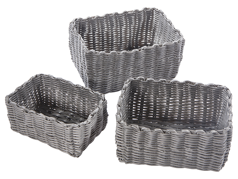 Komplet plastikowych koszyków 3 szt. szare 22990