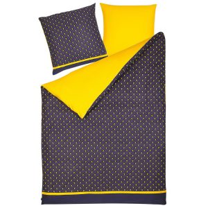 Komplet pościeli 155 x 220 cm granatowo-żółty 306103 Komplet pościeli 155 x 220 cm granatowo-żółty 306103