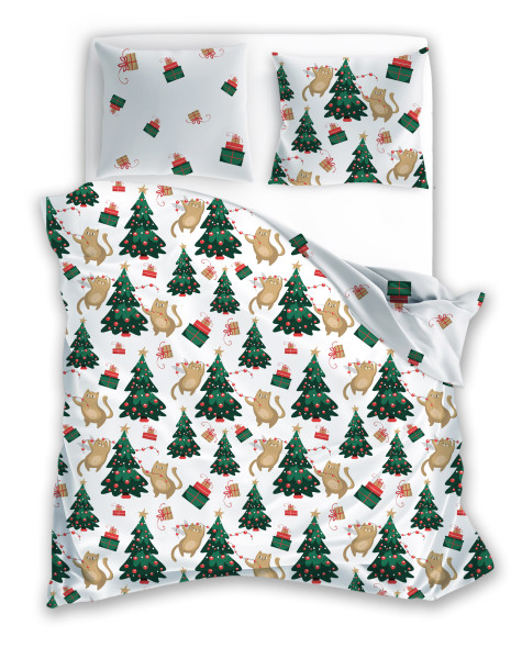 Komplet pościeli świątecznej 160x200 HOLLY JOLLY choinki 806260