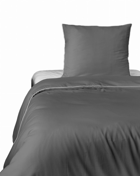 Komplet pościeli z makosatyny z lamówką bizą 140x200 szary 285965