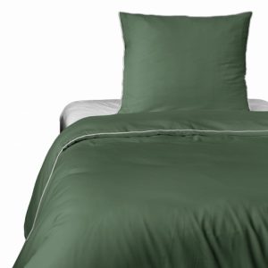 Komplet pościeli z makosatyny z lamówką bizą 140×200 zieleń 285979