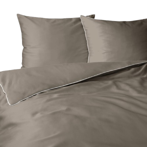 Komplet pościeli z makosatyny z lamówką bizą 160×200 taupe 285969