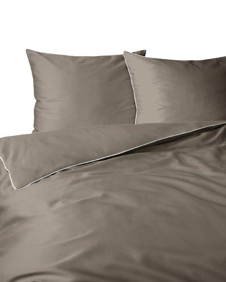 Komplet pościeli z makosatyny z lamówką bizą 160x200 taupe 285969