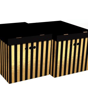 Komplet pudeł kartonowych XL Paski 32×42 cm 2 szt. czarnych 46085 Komplet pudeł kartonowych XL Paski 32×42 cm 2 szt. czarnych 46085