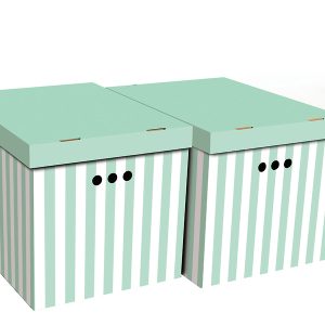 Komplet pudeł kartonowych XL Paski 32×42 cm 2 szt. zielonych 46083 Komplet pudeł kartonowych XL Paski 32×42 cm 2 szt. zielonych 46083
