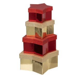 Komplet pudełek na prezenty, w kształcie gwiazdy. 4 sztuki 309840 Komplet pudełek na prezenty, w kształcie gwiazdy. 4 sztuki 309840