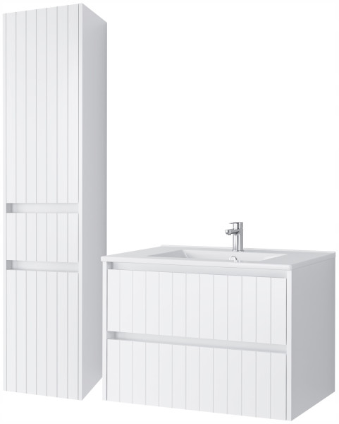 KOMPLET Zestaw Mebli Łazienkowych 3 Elementy MDF BIAŁY LINE 290575